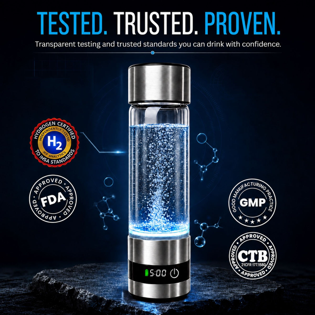 Hydrogen Water Bottle for Enhanced Hydration & Wellness